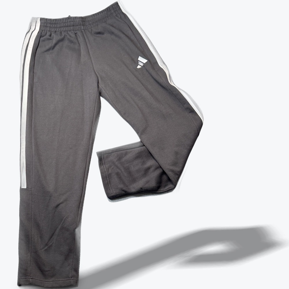 Adidas M3S Fleece Track Pants Mens Medium Black‎ White Stripe Sweatpants Joggers
